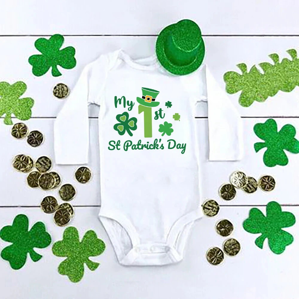 

My 1st St Patrick's Day Print Baby Romper Toddler Bodysuits Infant Boys Girls Clothing Newbron First St Patrick's Day Gifts