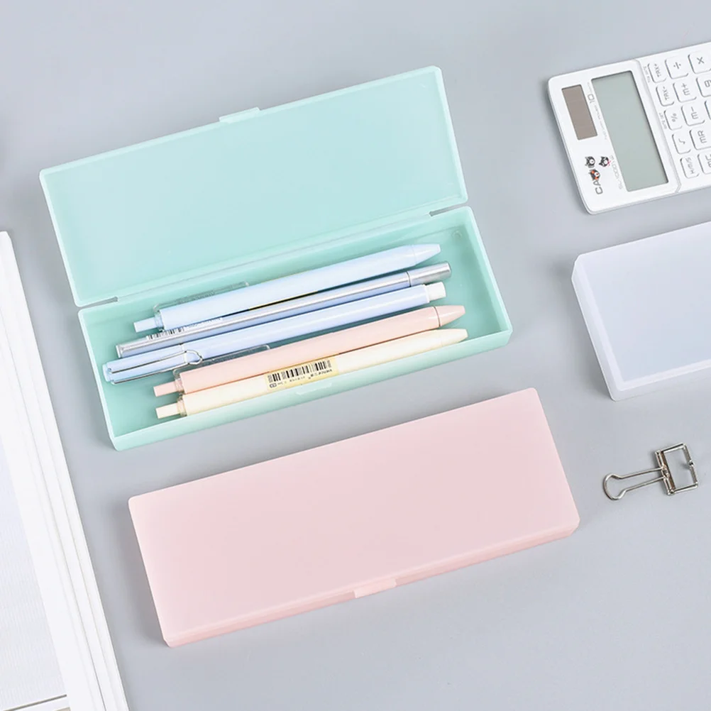 3 قطع مقلمة شفافة مقاومة للاهتراء صندوق أدوات مكتبية بلاستيكي حامل قلم إغلاق آمن لتنظيم المدرسة للطلاب
