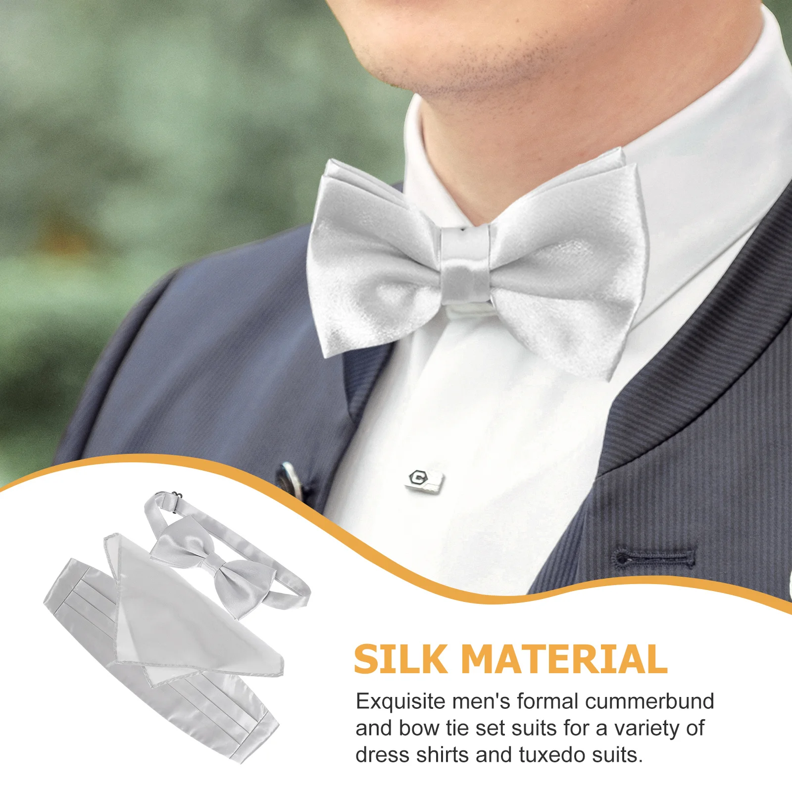 

Men's Cummerbund Pre tied Bow Ties Black Pocket Squares Formal Bow Ties For Suit Wedding Accessories Suit Match
