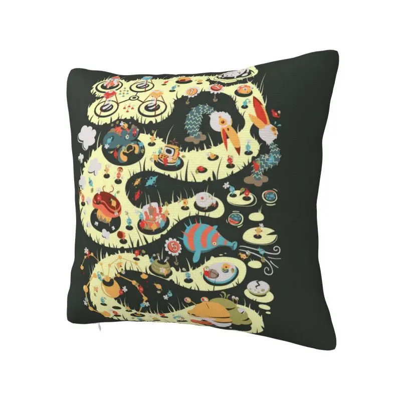 Custom Cartoon Pikmins Play Game Square Pillowcover Home Decor Cushions Throw Pillow for Sofa Double-sided Printing