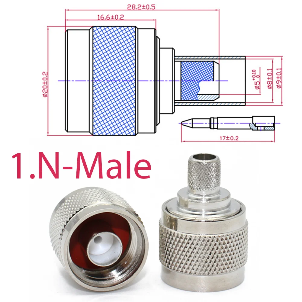 L16 N Type Male Plug Female Jack Crimp RG5 RG6 LMR300 50-5 5D-FB Cable Bulkhead Connector RF Coaxial Wire Terminal High Quality