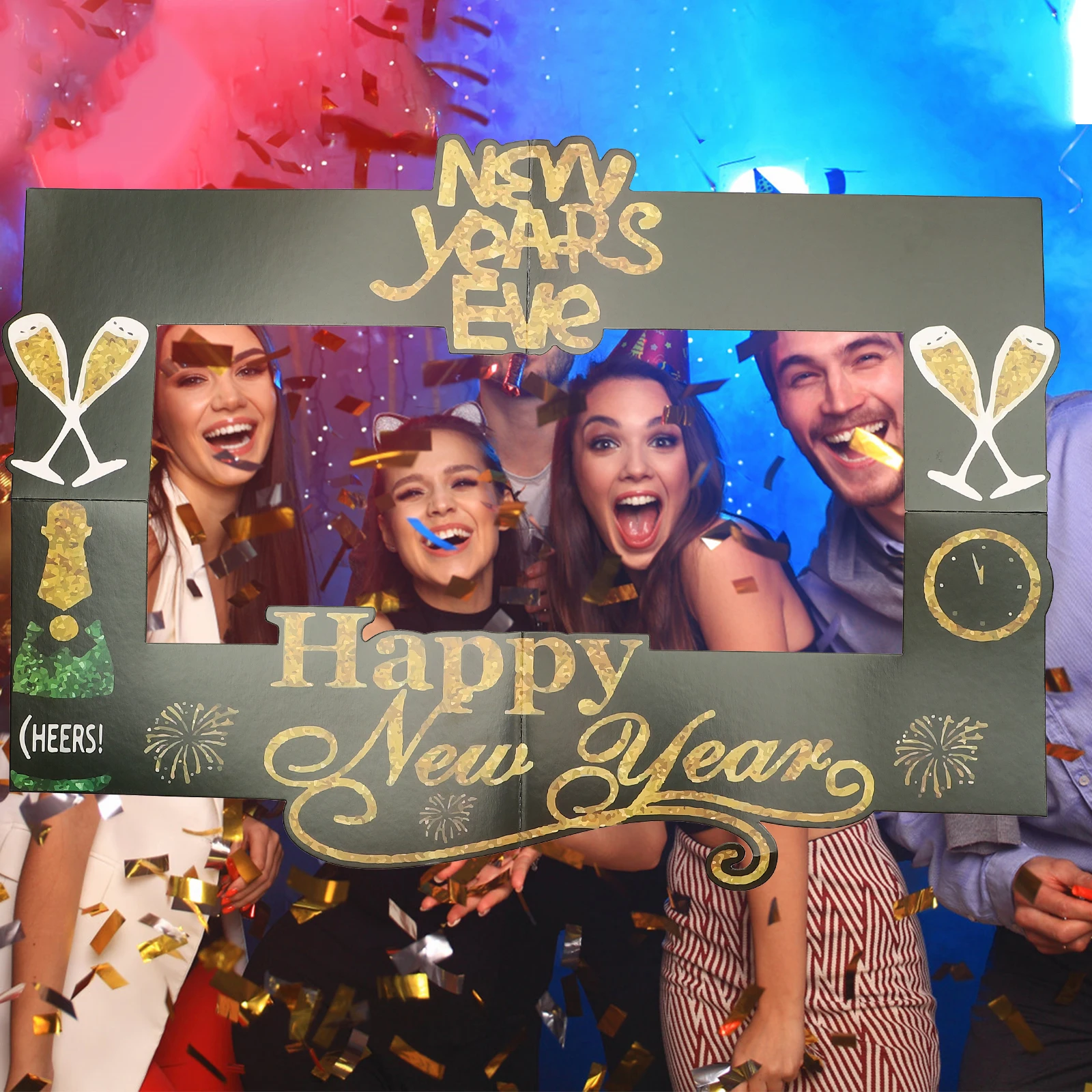 

2021 Happy New Year Photo Frame EVA Paper DIY Party Prop Funny Selfie Frame 2021 Theme Decor Unique Chic Photoshoot