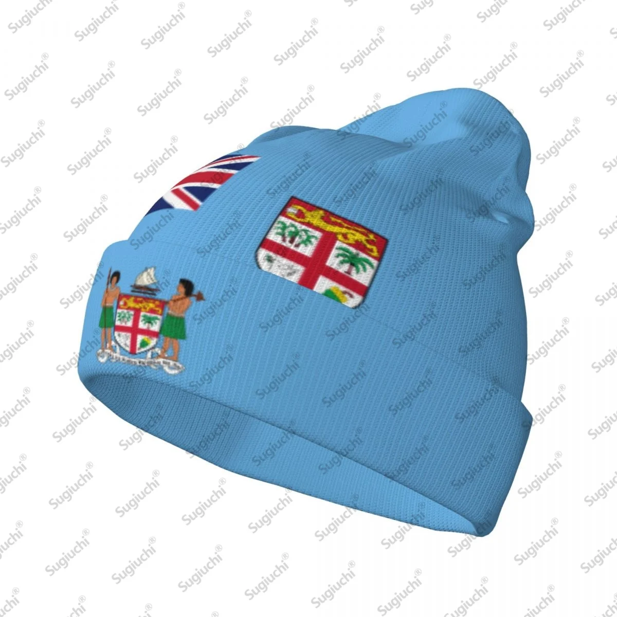 Emblem von Fidschi-Flagge Beanie-Mütze für Damen und Herren, modische Strickmütze, warme Wintermütze, weiche, dehnbare Ski-Beanie-Mütze, Unisex