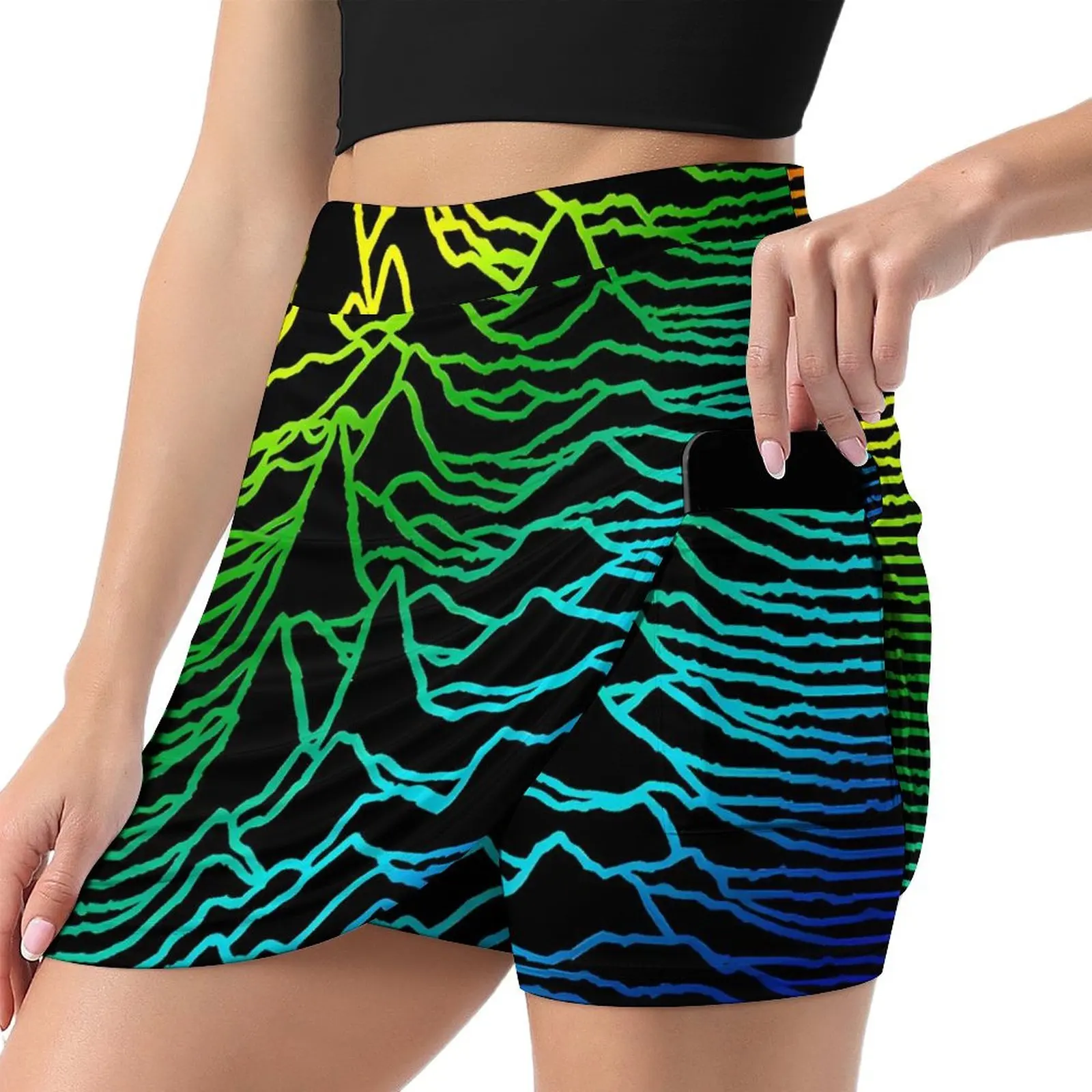 Colorful Wave Print Skirt Female  Vintage Mini Skirts Summer Harajuku High Waist Design Big Size Casual A-line Skirt