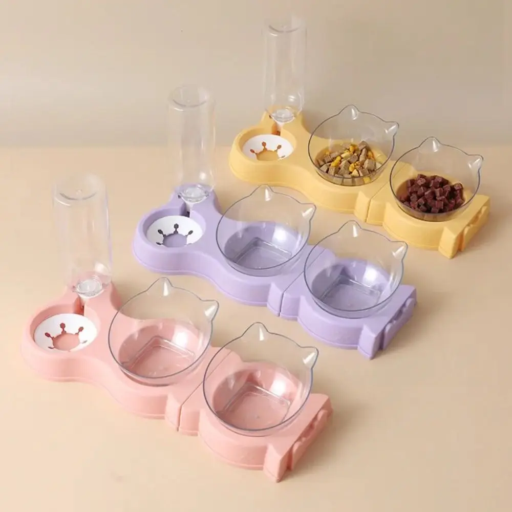 Large Capacity Cat Automatic Water Feeder All-in-One Automatic Cat Food Bowl With Drinking Bottle Splicable Pet Feeder