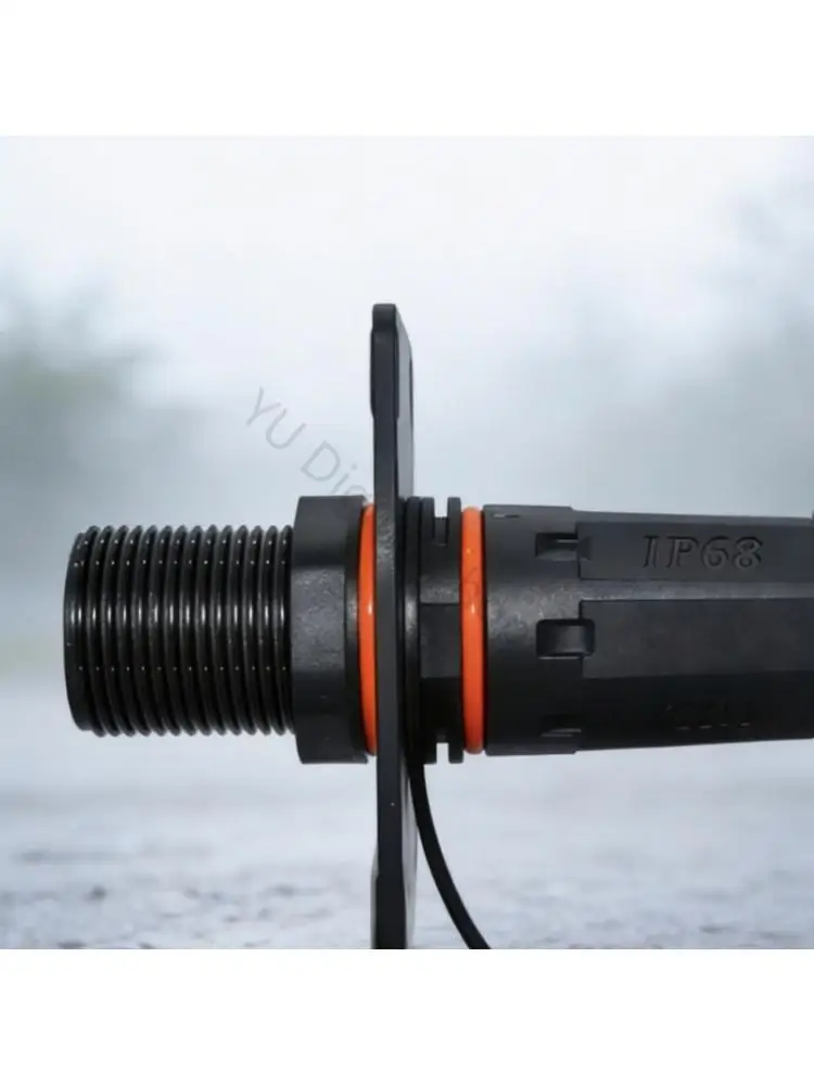 96BA IP68 Weatherproof Ethernet Bulkhead Coupler RJ45 Female to Female Panel Mount with Tethered Dust Cap Installed
