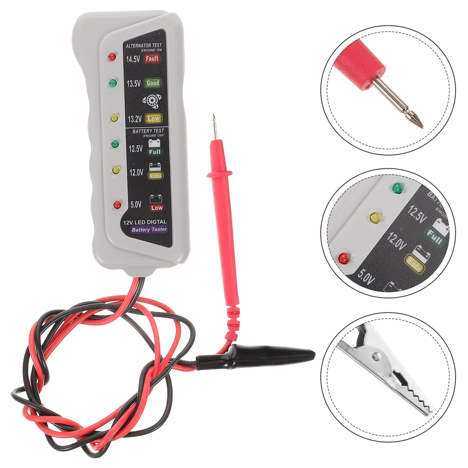 

1pc Tester For 12V Car Motorcycle Automotive System Analyzer Fast Charging Status Detection Tool Light Grey