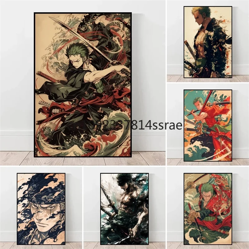 

Classic Anime One Piece Zoro Retro Poster HD Print Canvas Painting Wall Art Mural Suitable for Home Wall Decoration Picture Gift