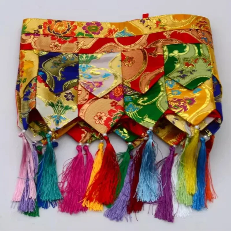 1M Tibetan Curtain Five Colorful Brocade Fabric Handmade Religious Supplies Home Buddhist Hall Tabletop Wall Decoration Curtain