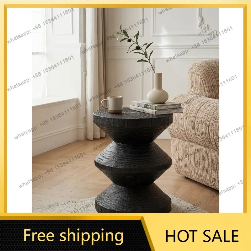 YJ Modern Minimalist Geometric‑Shape Conical Wooden Side Corner Table For Home Living Room Sofa