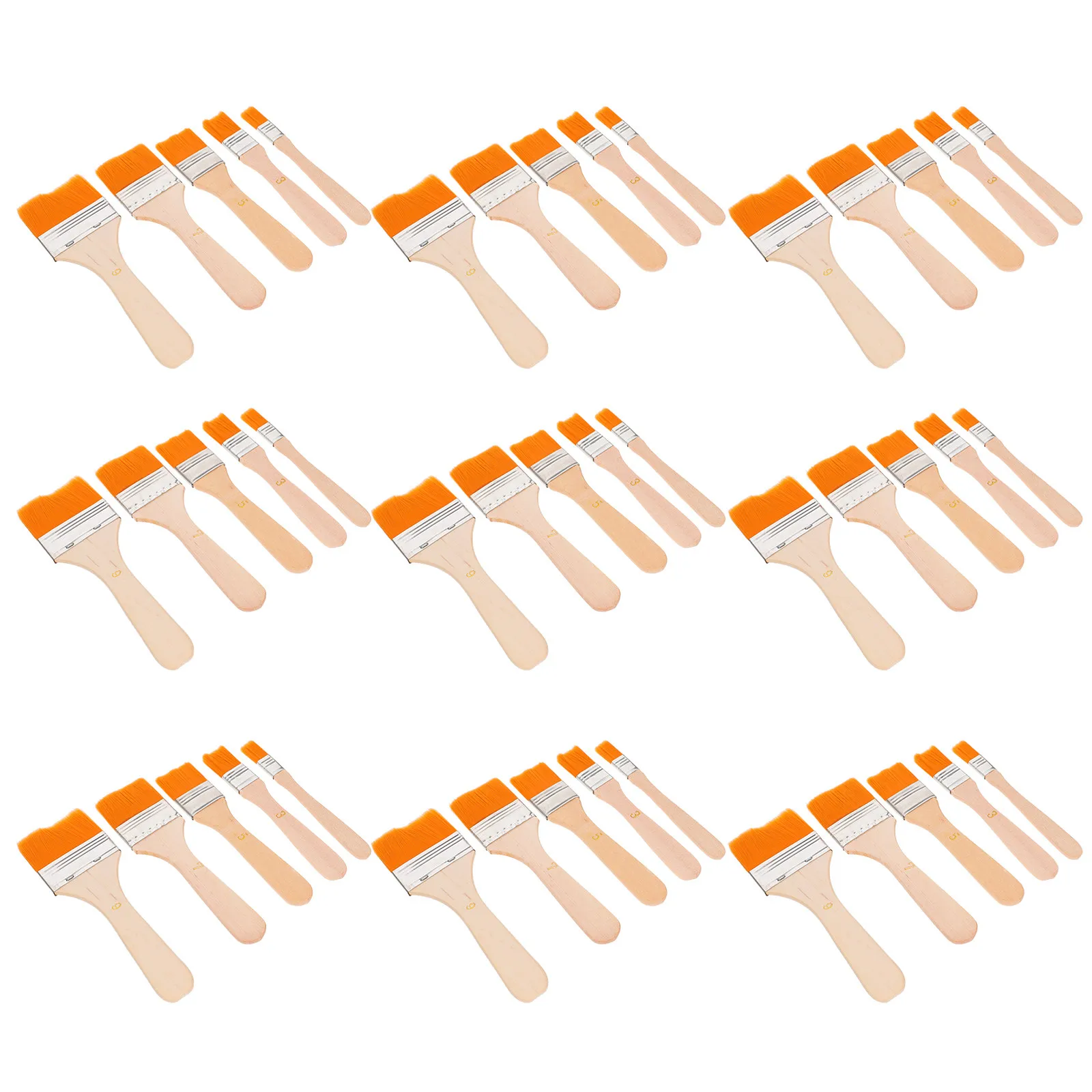 50pcs-flat-paint-brushes-for-oil-painting-watercolor-acrylic-varnish-art-craft-drawing-wooden-handle-nylon-bristles-professional