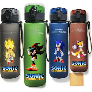 Sonic The Hedgehog 560 ML Su Bardağı Büyük Kapasiteli Taşınabilir Plastik Karikatür Çocuk Yetişkin Açık Bisiklet Spor içme suyu şişesi Hediye