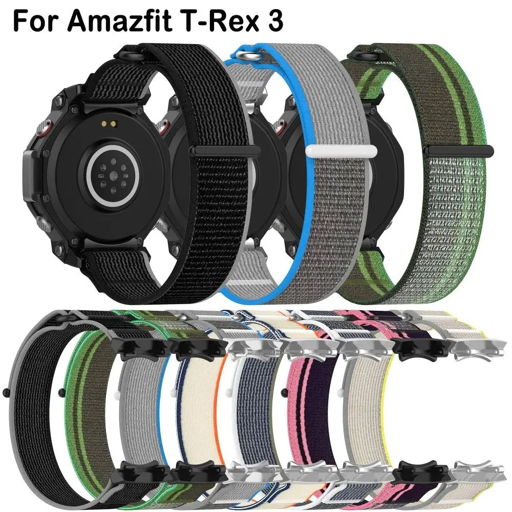 Soft Replacement Nylon Loop Strap Elastic Adjustable Watch Bracelet Accessories Wristband for Amazfit T-Rex 3 Smart Watch