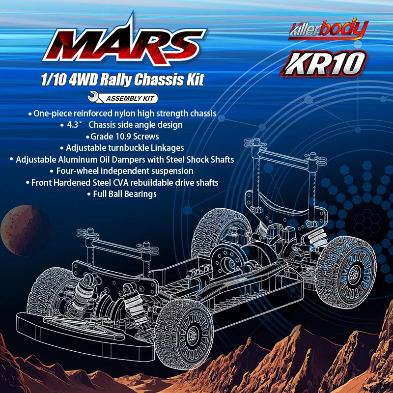 Killerbody MARS 1/10 KR10 4WD Rally Chassis Kit Universal Rally