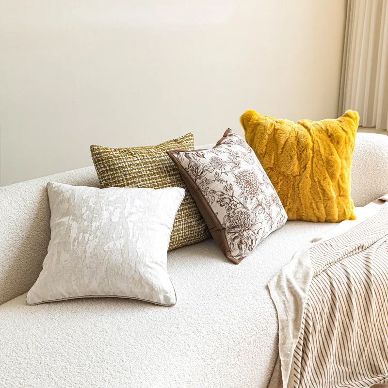 45X45CM yellow coffee Throw Pillow Cover Light Luxury antique Waist Cushion Cover Decor Home Decorative Pillowcase 2026 New
