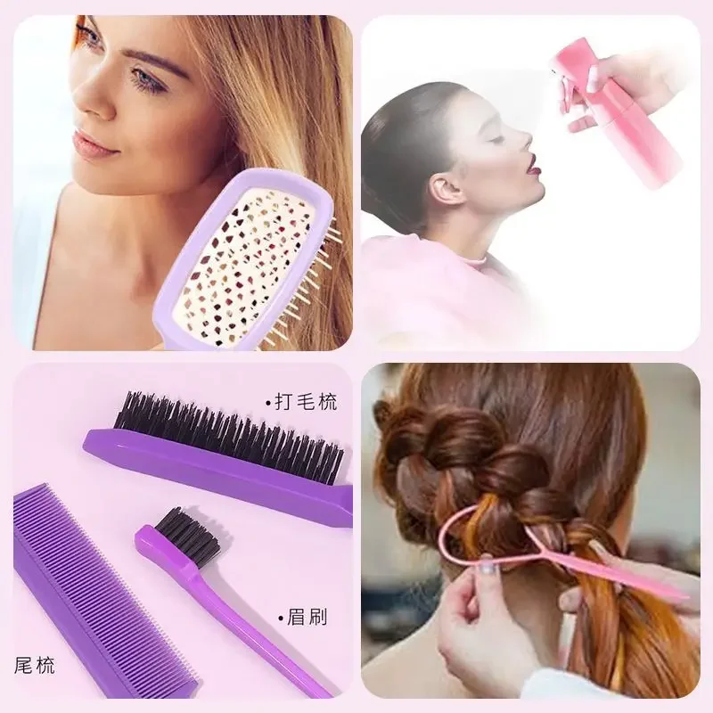6Pcs Hairdressing Tool Set Hairline Brush Makeup Comb High Pressure Continuous Spray Spray Pot Curling Hair Style Adult Children image 2