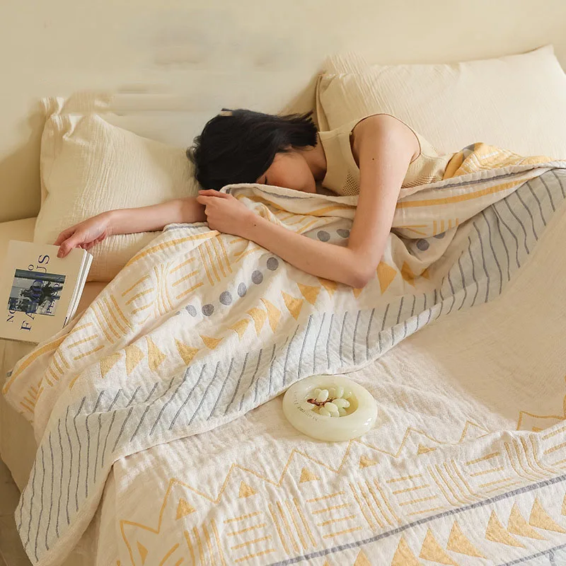 Three-Layer Pure Cotton Gauze Blanket Towel Quilt Office Sofa Nap Bed Blanket Breathable And Comfortable Summer Shawl Blanket