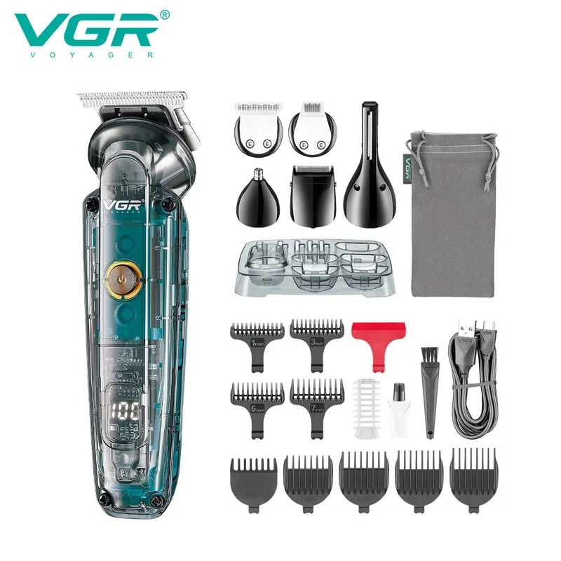 VGR Professional Hair Clipper Multi Functional Carving Hair Clipper Electric Push Men\'s IPX6 Six in One Hairs Clippers V-102