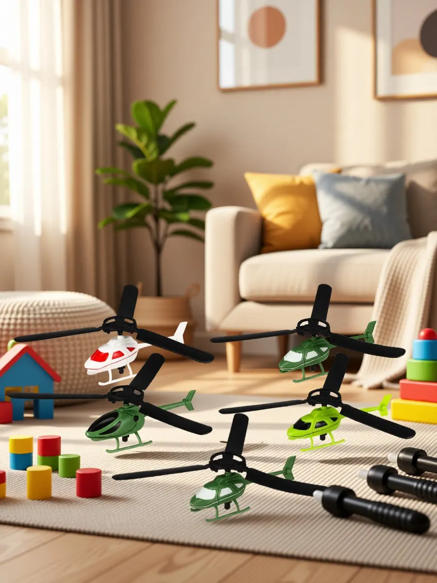 5Pcs DIY Pull String Flying Airplane Kids Helicopter Assembly Educational Gift Flight Plane Kids Helicopter Toy