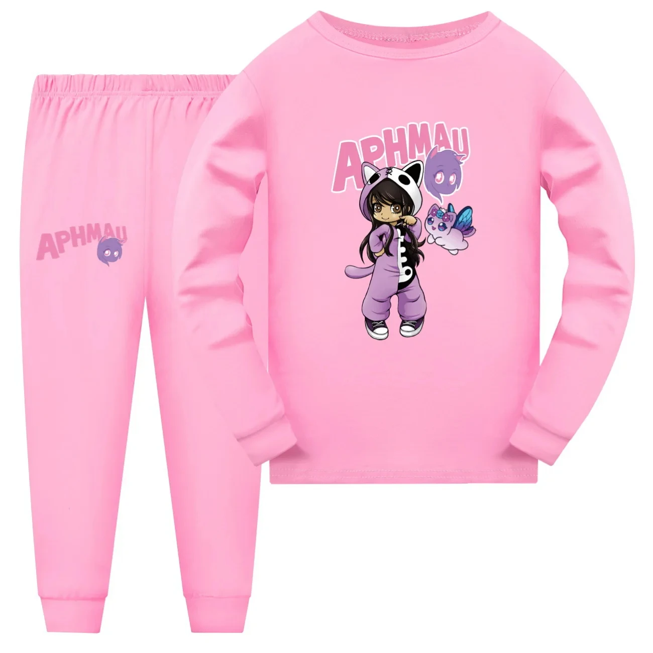 Kawaii Aphmau Katten Pyjama Set Tiener Jongens Casaul Nachtkleding Kids Cartoon Pyjama Baby Meisjes Lange Mouw Tops + Broek 2 Stuks Sets