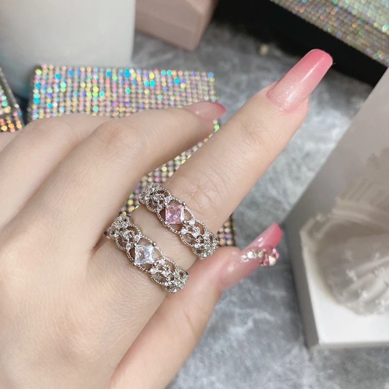 

MDLFES Moissan Diamond Style Super sparkling micro-zirconia lace pattern ins net red high class feeling
