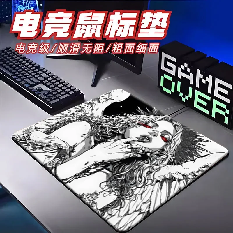 

Коврик для мыши в стиле японского аниме Y2K: гладкая матовая поверхность, закаленное стекло, для геймеров, офиса, киберспорта