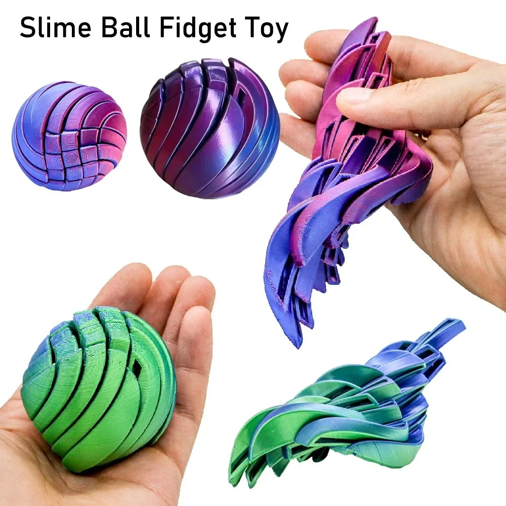 3D Printed Slime Ball Fidget Toy with Gear Design Liquid Flow Twistsphere Anxiety Relief Stress Relief Rotating Ball image 3