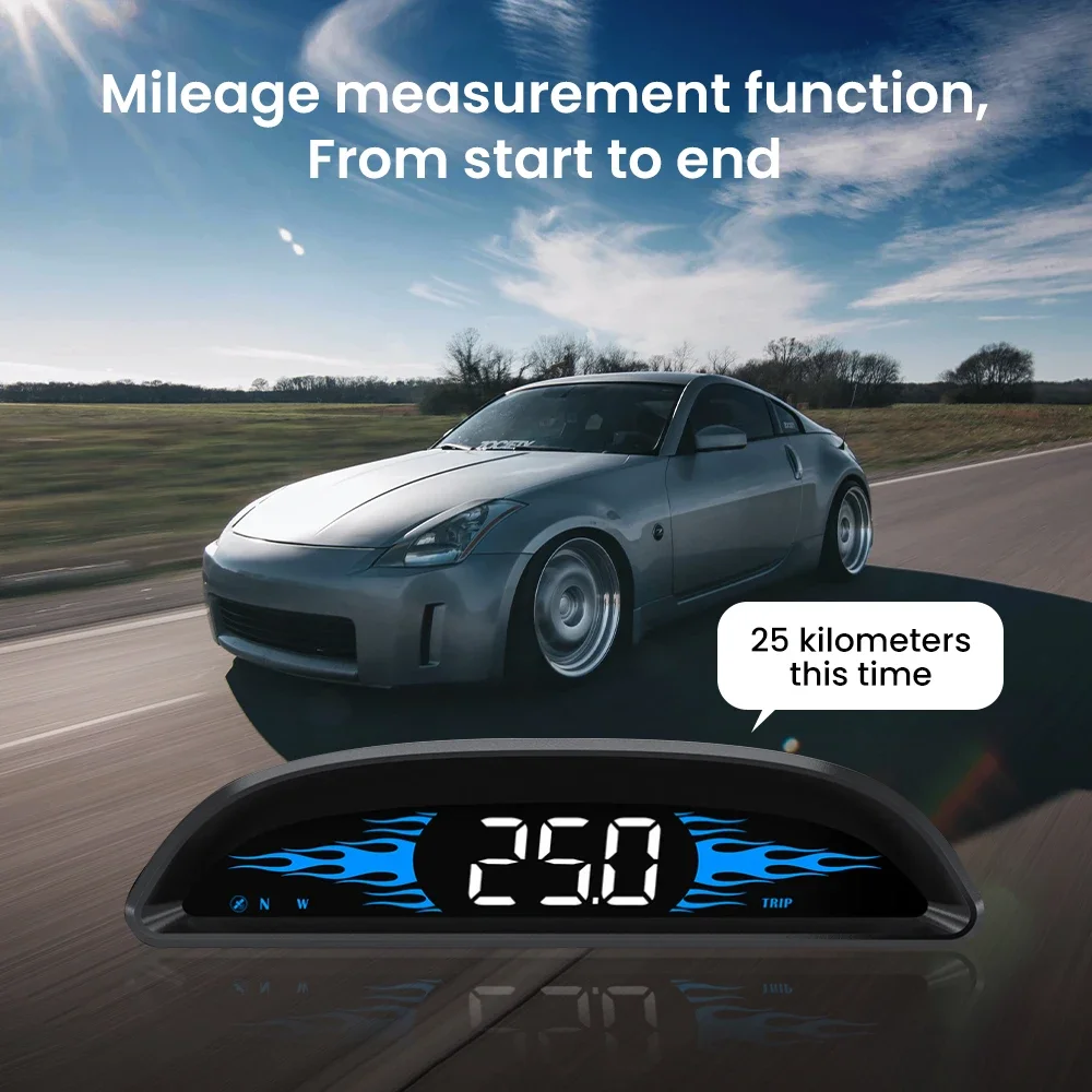 ForTesla G2 HUD Head Up Display Car GPS Speedometer With Compass Overspeed Alarm Fatigue Driving Warning For All Car