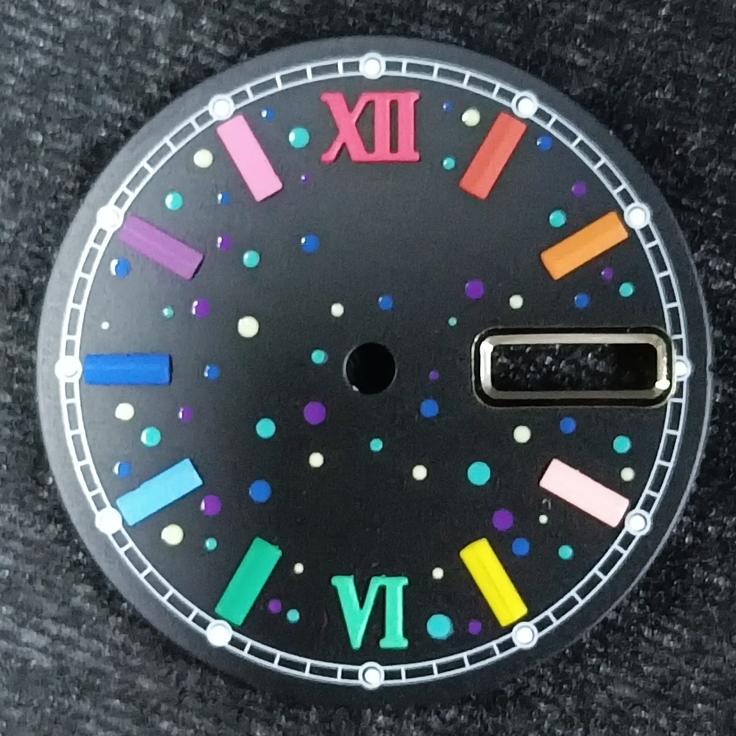 Asséptico Rainbow Watch Face Acessório, 28,5mm, NH36