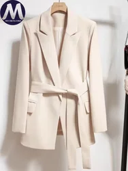 Blazer donna 2024 primavera autunno nuova moda coreana Blazer con lacci a maniche lunghe cappotti Casual Blazer da ufficio da donna sciolto top