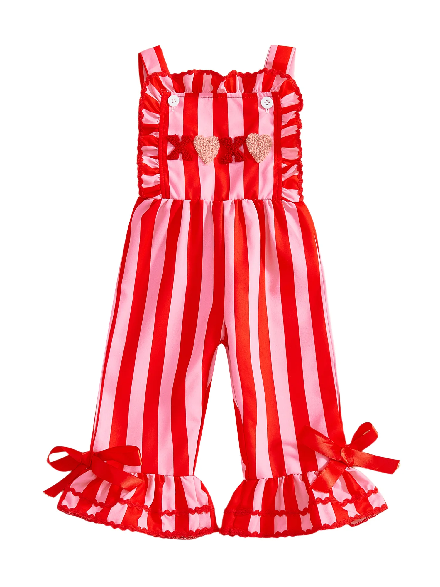 

Girls Ruffle Sleeve Floral Print Romper Jumpsuit with Bow Tie Belt and Wide Leg Pants Toddler Kids Summer Outfit