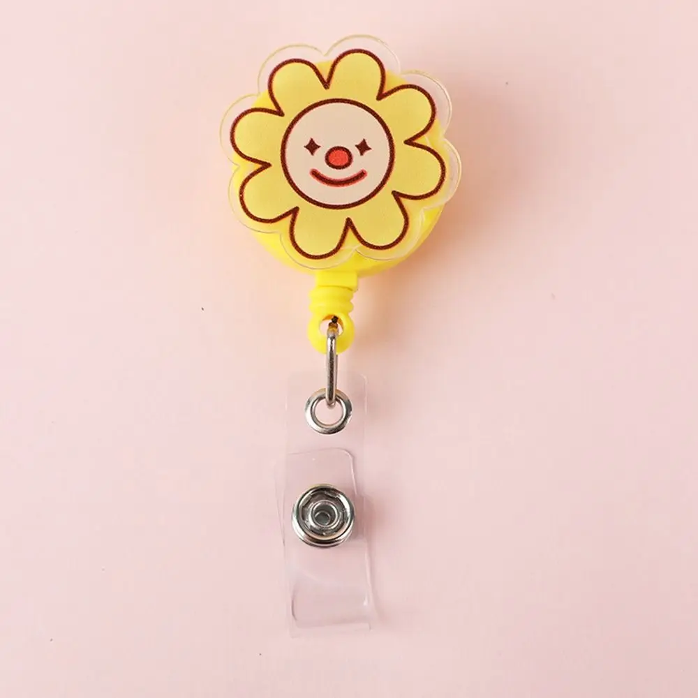 Easy To Pull Badge Holder Clips Name Card Exhibition Enfermera Retractable Badge Reel Acrylic Cartoon ID Card Holder