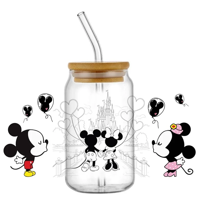 Cartoon Mouse Romantic Love Design UV DTF Transfer Sticker Waterproof Transfers Decals For 16oz Glass Cup Wrap Decor Stickers