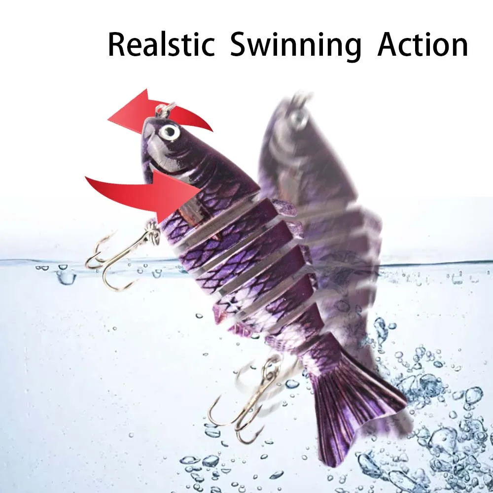 JSFUN3 ピース/ボックス釣りワブラーリアルな 7 セグメントスイムベイトクランクベイトハードベイトスロー 10 センチメートル/15 グラム Isca 人工ルアー釣具