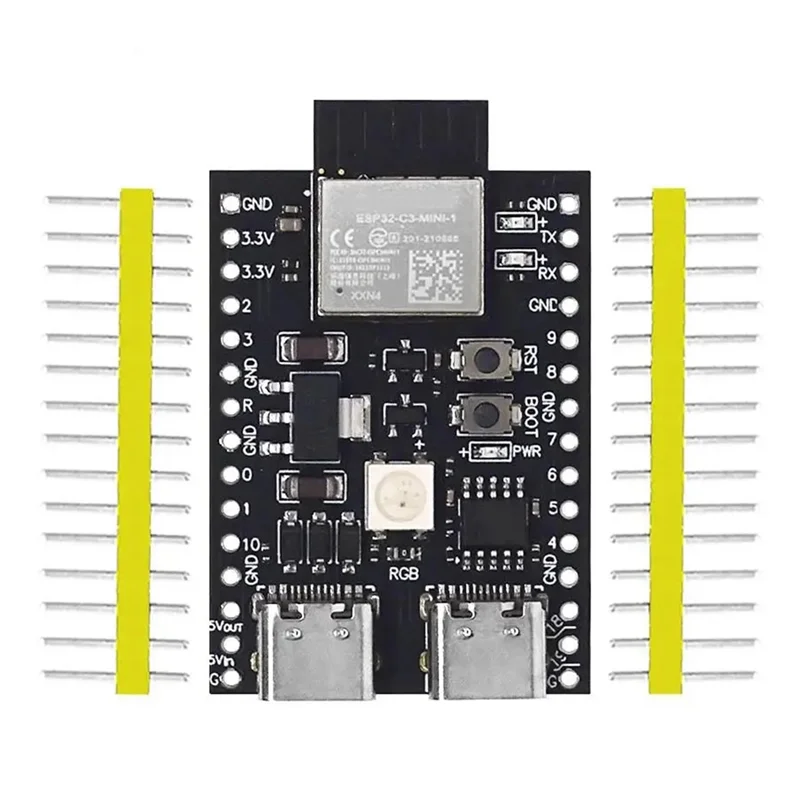 【Vendita flash】 Scheda di sviluppo ESP32-C3 Doppio tipo C Wifi Bluetooth BLE5.0 Devkitm-1 Scheda centrale Modulo ESP32C3 Nero Sviluppo B