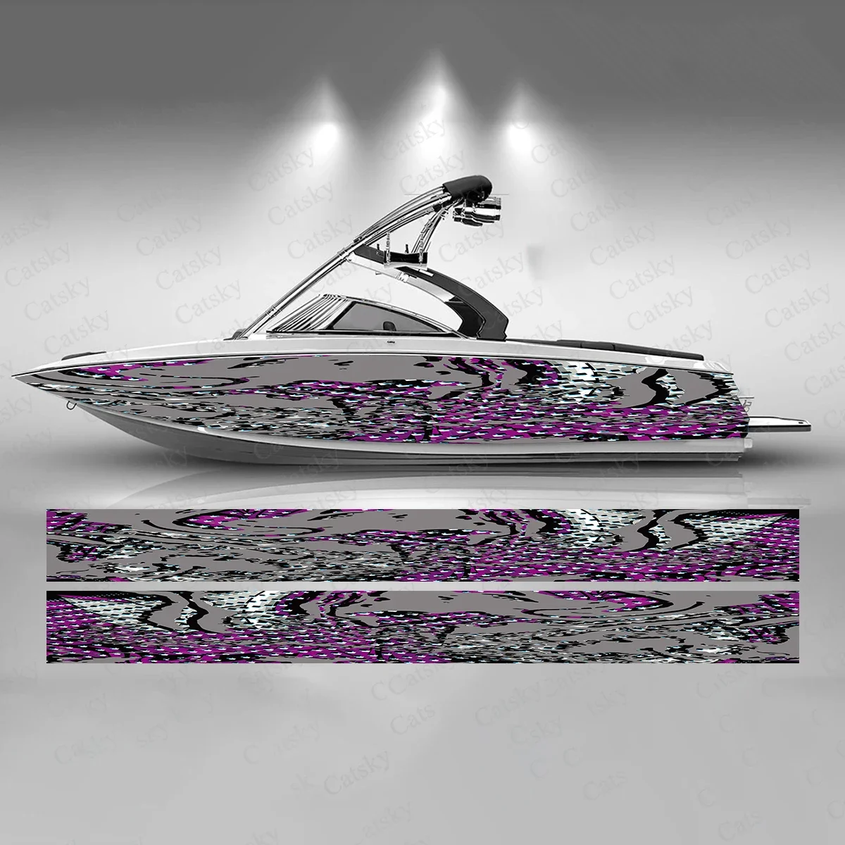Abstract Sharp Colorful Stripe Boat Sticker Fashion Custom Fish Boat-Sticker Vinyl Waterproof Boat Wrap Graphic Boat Wrap Decal