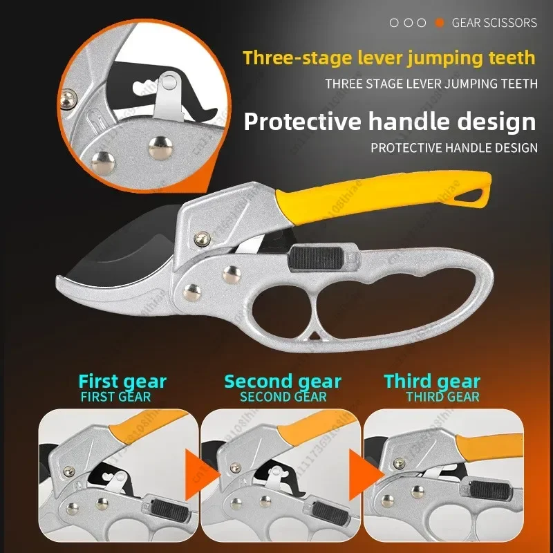 Trimming Scissors Gardening Hand ToolLabor Saving Ratchet Pruning Shears Garden Branch Cutter Tree