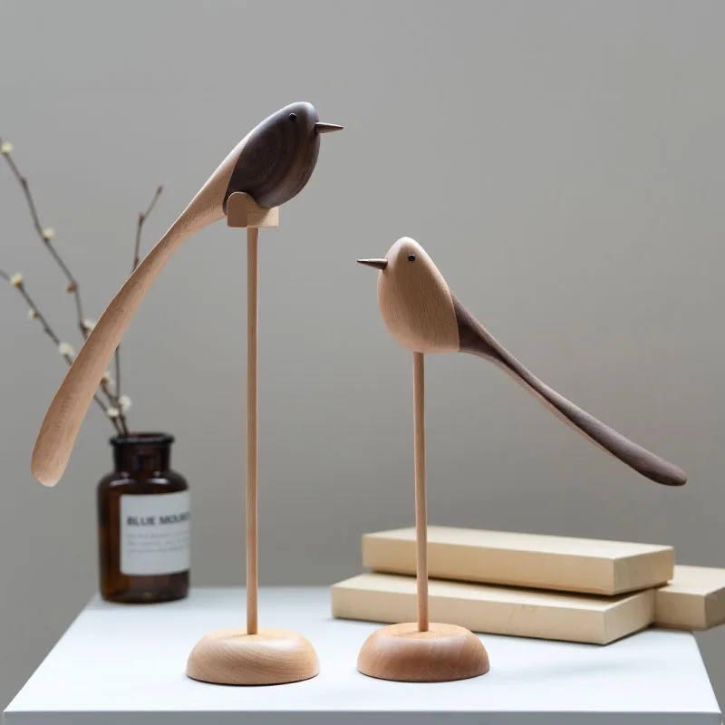 

Nordic Solid Wood Bird Ornaments, Modern Minimalist Home, Living Room, Desktop, Office Decoration, Wood Carving Animal Crafts