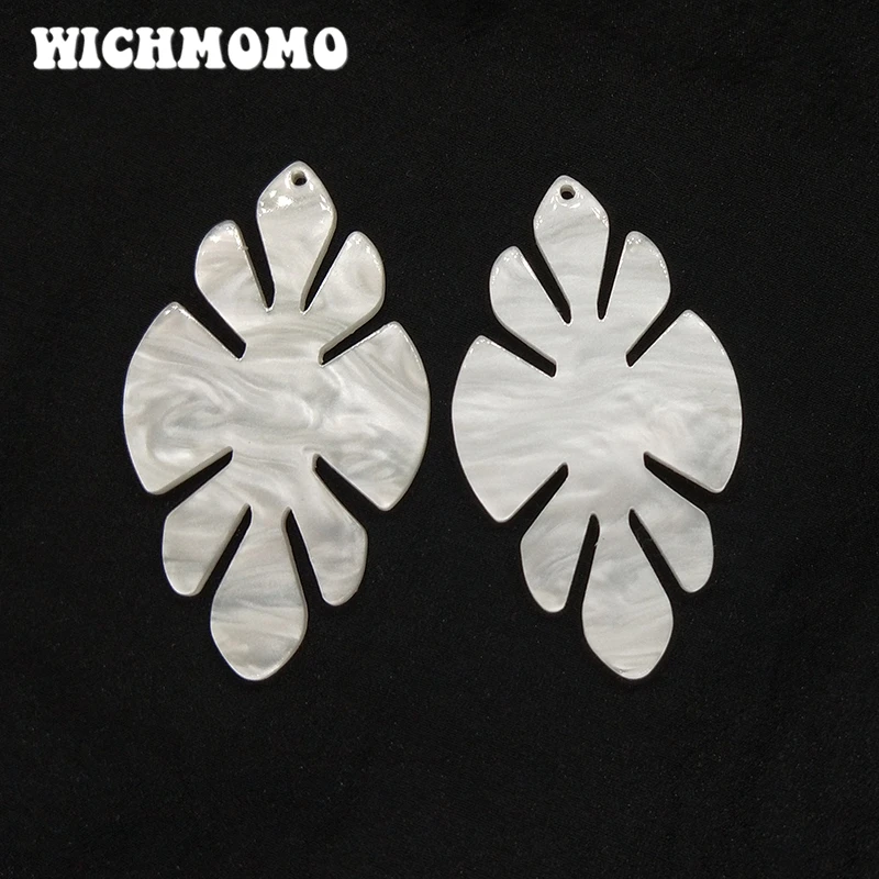 New 51*29mm 4 Pieces High Quality Acrylic White Smooth Flowers Charms Pendant for DIY Earring Jewelry Making Finding Accessories