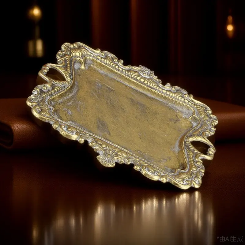 Metal Jewelry Display Tray Vintage Decorative Organizer Ring Bracelet Necklace Storage Dish Jewelry Organizer Storage Tray