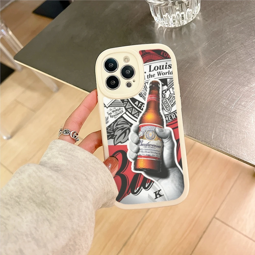 Red Beer Ice B-budweisers  Phone Case For iPhone 15 16 14 11 12 13  lambskin silicone Pro Max Mini X XR XS 7 8 Plus cover