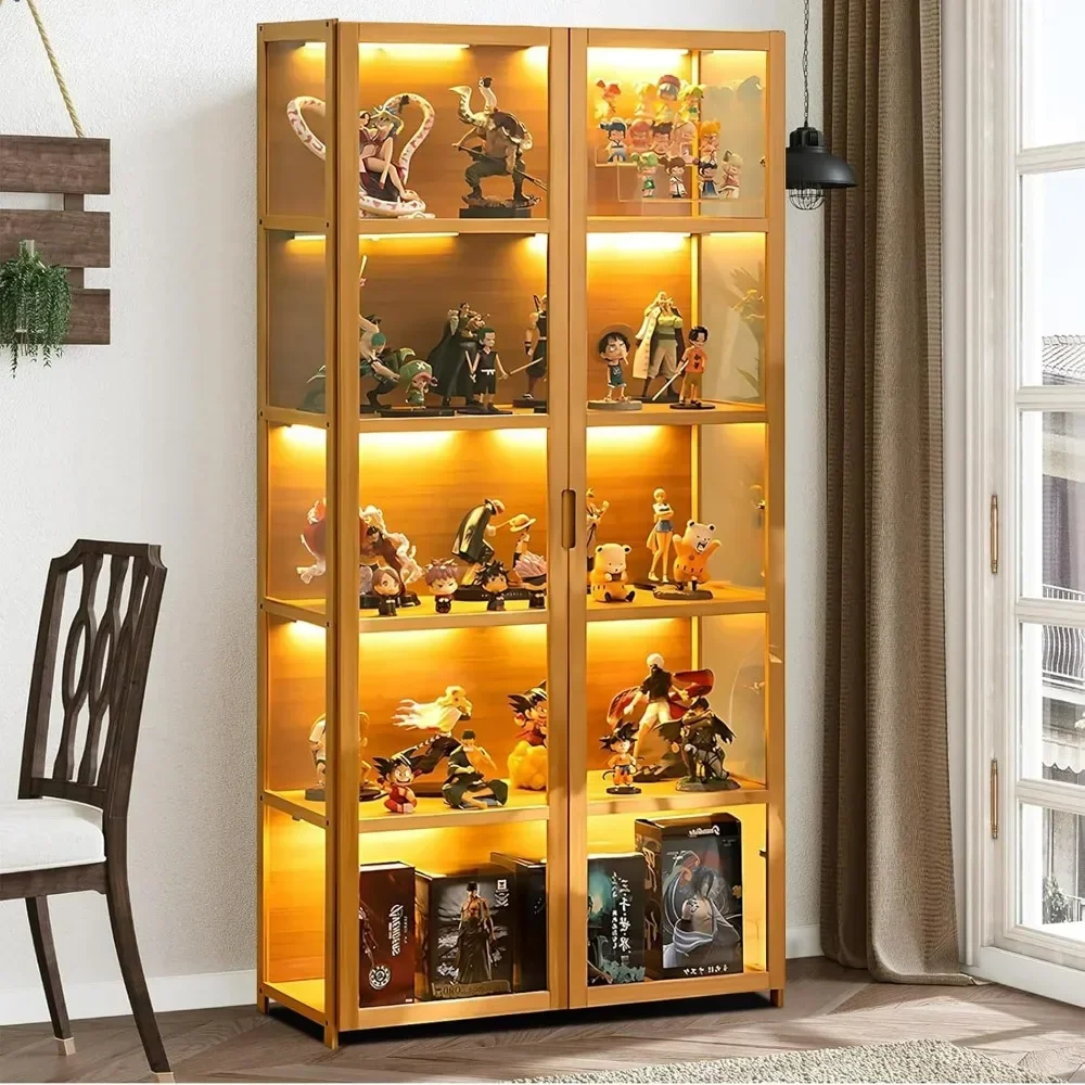 Curio Display Cabinet with Acrylic Glass Door 5-Tier Display Shelf for Collectibles Lego Display Case Floor Standing