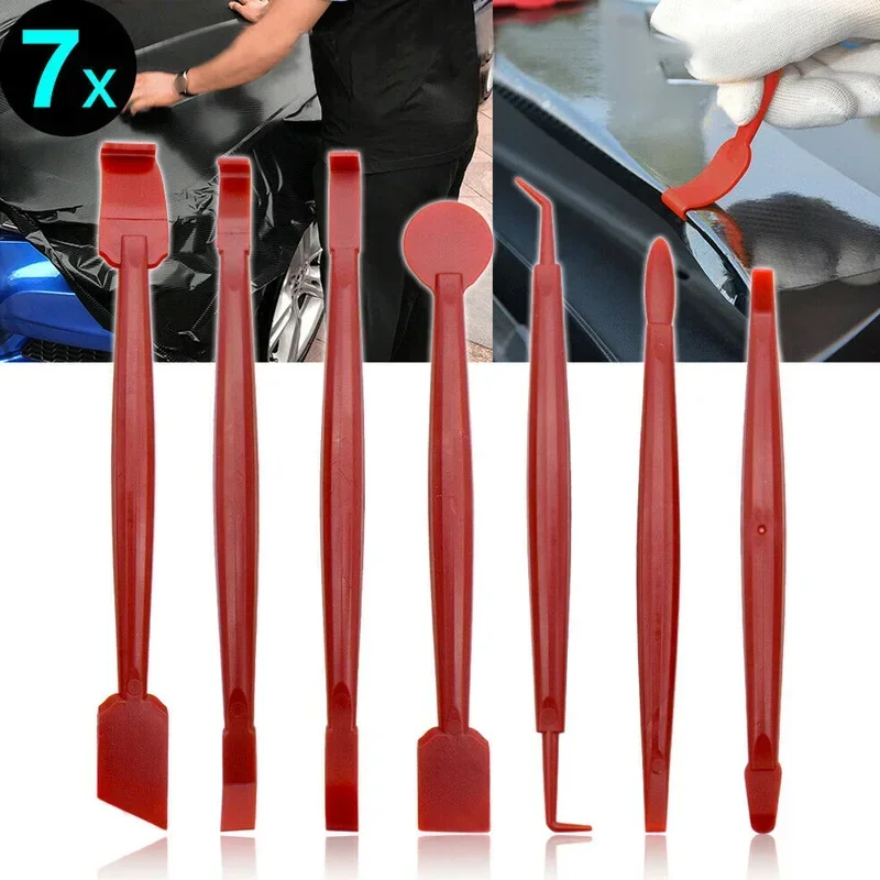 7PCS Car Film Trimming Tool Invisible Car Cover Film Trimming Tool Wrap Vinyl Squeegee Seam Tuck Plastic Small Squeegee Set