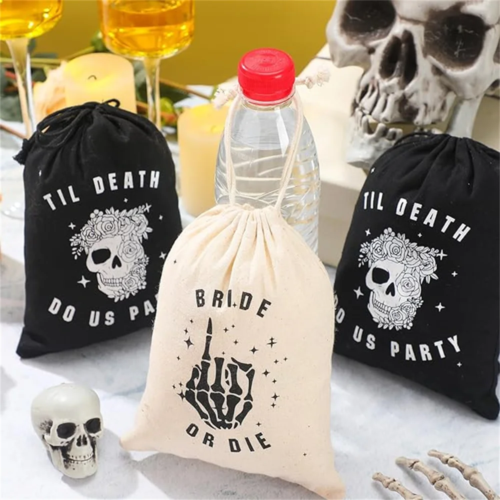 Norme 20 Pcs Bride or Die Hangover Bags Wedding Favor Bag Till Death Do Us Party Gothic Gift Wrap Bags Recovery Kit Bags with Dr