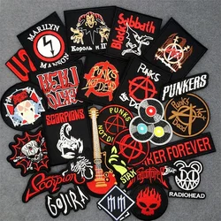 25pcs/lot Punk Rock Patches Iron on Clothes DIY Band Embroidered Patches for Clothing Jacket Jeans Stickers Appliques Stripes