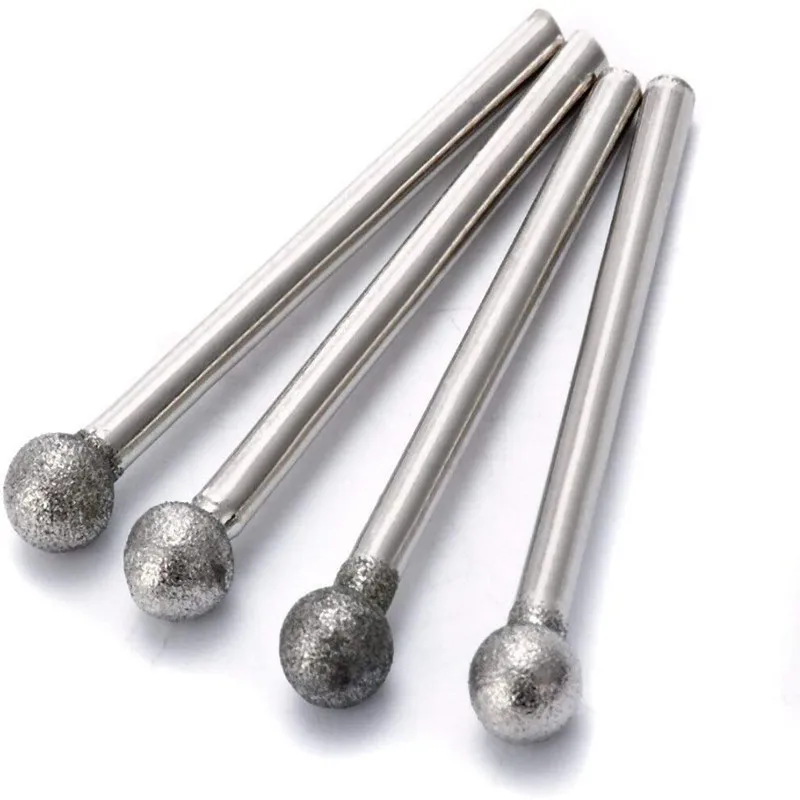 5pcs diamond ball grinding head 3mm shank diameter electroplated blade coarse sand grinding rod 46 mesh metal stone grinding