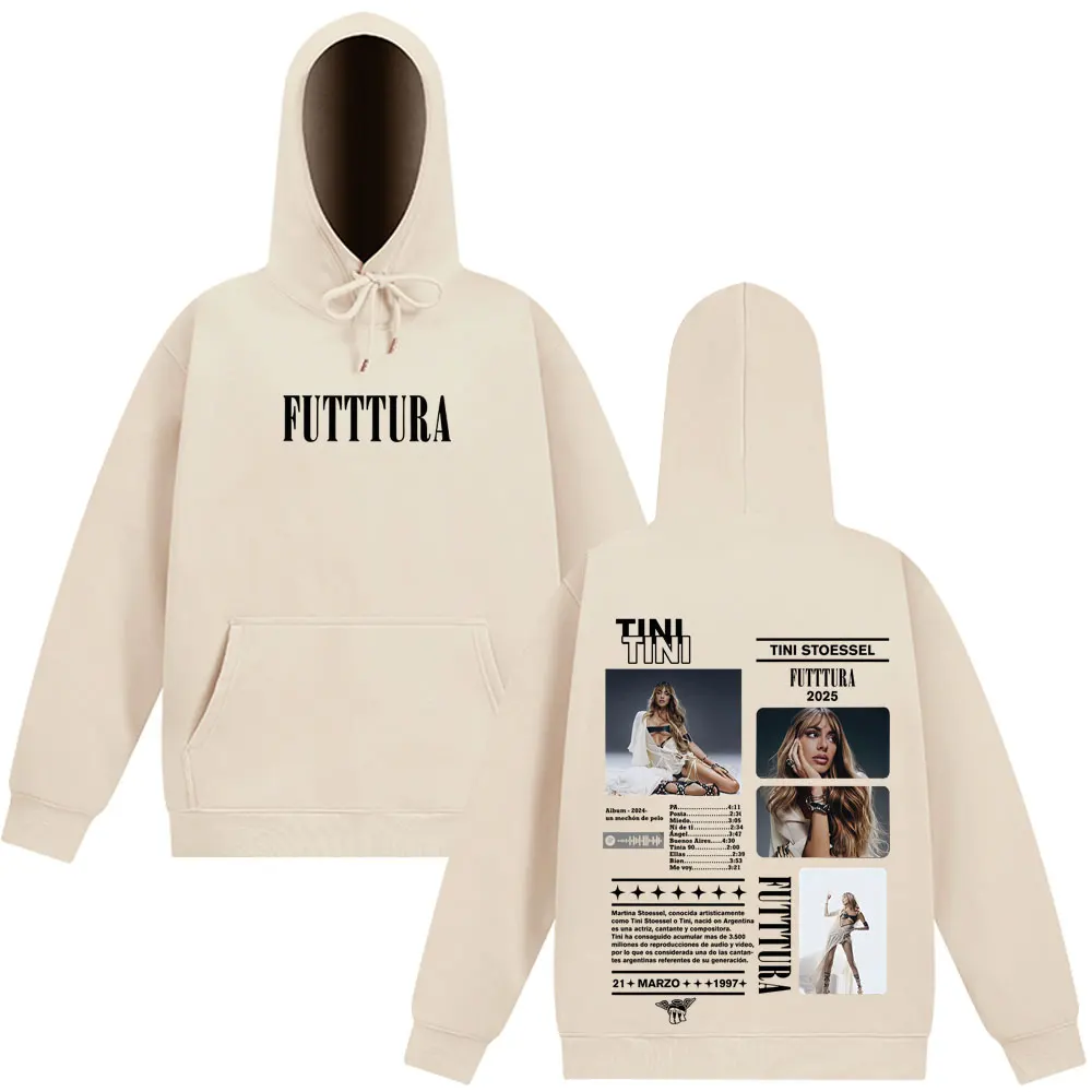 المغني TINI STOESSEL 2025 جولة موضة طباعة هوديي الرجال النساء خمر بلوزات بقلنسوة عادية بأكمام طويلة الراحة البلوز #6