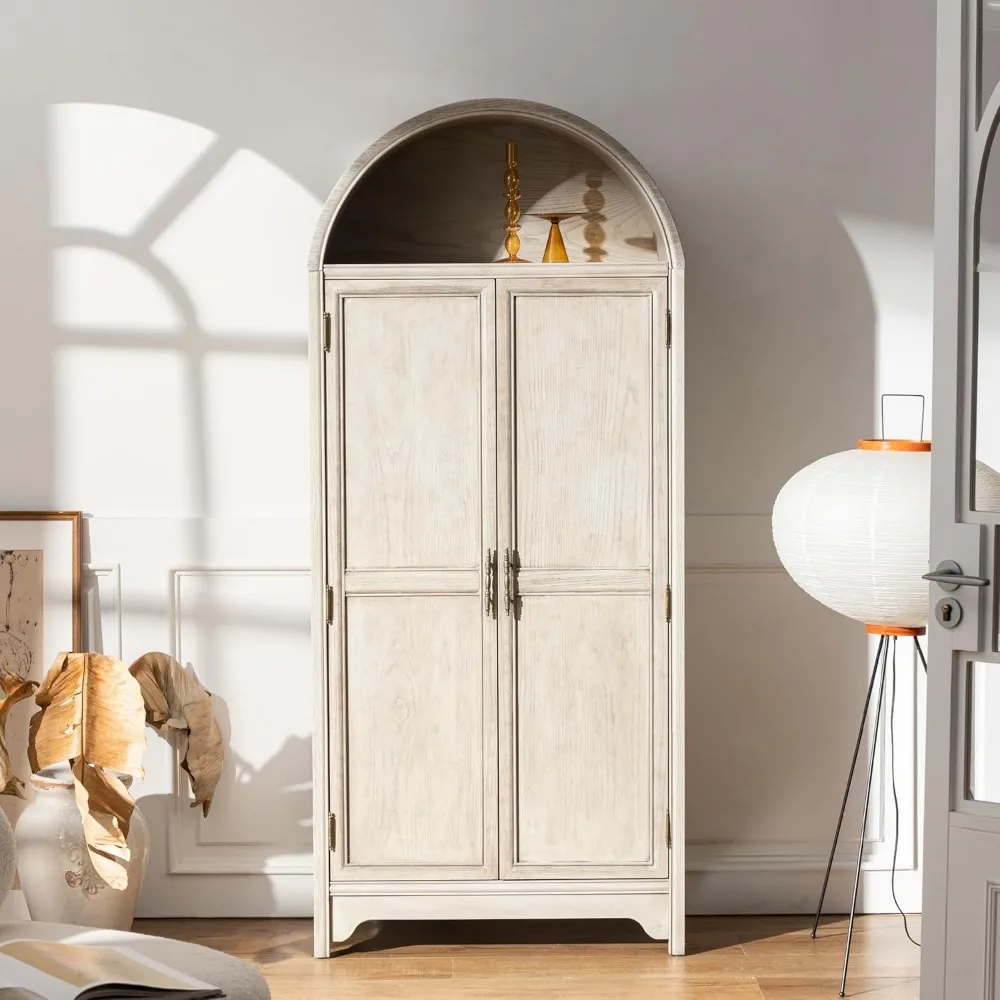 خزانة تخزين مقوسة من الخشب الصلب - قشرة خشبية طبيعية وطلاء مائي - عتيق بطول 71 بوصة وطول 5 طبقات #2