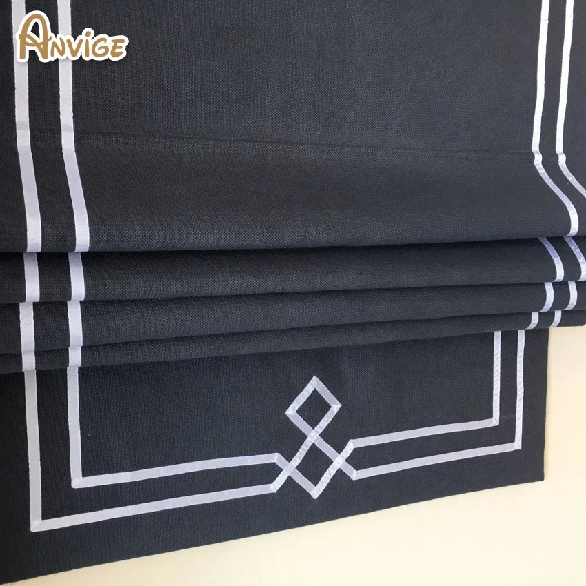 

Modern Fashion Geometric Flat Roman Shades Customized Roman Blinds With Installation Included