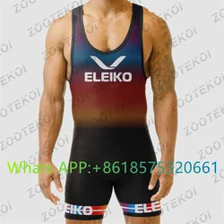 2024 Men Powerlift Suspenders Suit Wrestling Singlets Skinsuit Bodysuit Swimwear Gym Sport Fitness Clothing Run Speedsuit Tights